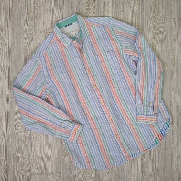 Tommy Bahama Relax Linen Shirt Long Sleeve Casual Button Down Size Medium Relaxe - Picture 1 of 8